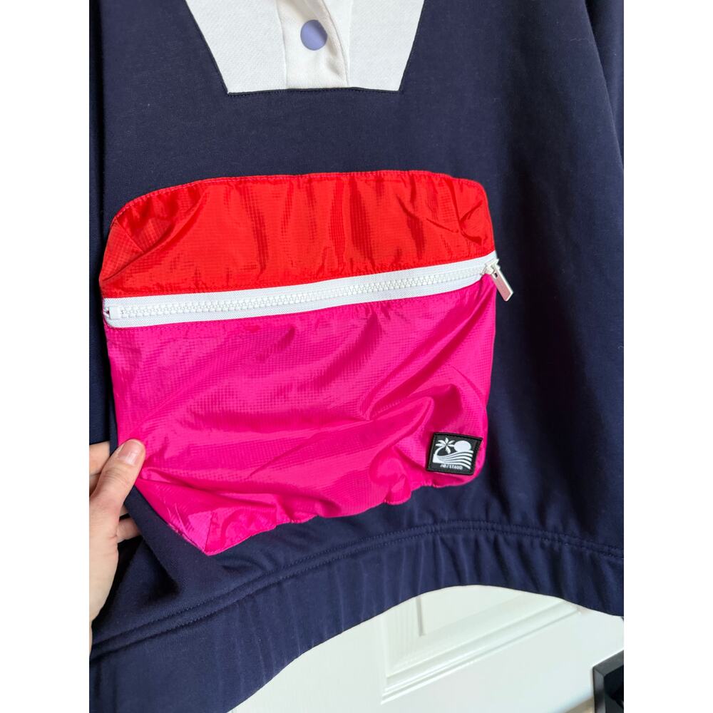 New Balance x Staud Pullover Colorblock Athletic Hoodie Navy Size Medium - Picture 7 of 7